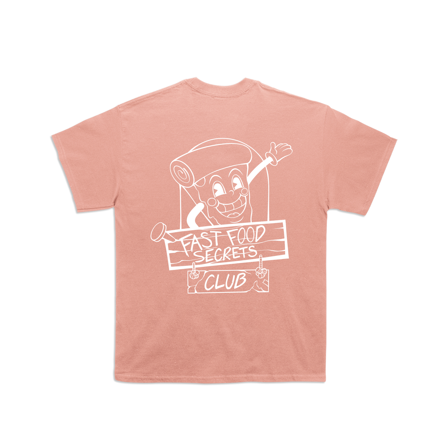 Fast Food Secrets Club Pizza Tee - Coral