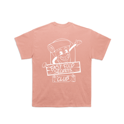 Fast Food Secrets Club Pizza Tee - Coral